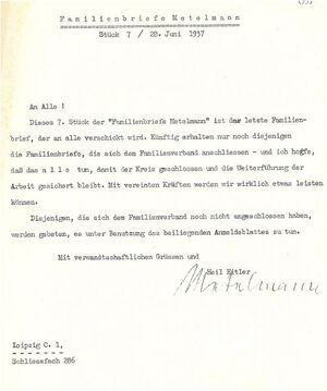 Familie Metelmann Familienbrief 7 Stand 1937-06-28 Cover