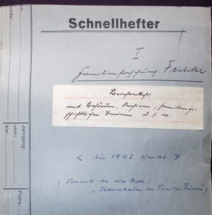 Familienverband Feilcke Korrespondenz Institutionen 1921-1942 cover